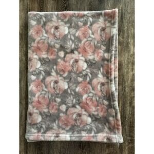 Danbar Global Baby blanket Pink Flowers Gray Roses Soft  Floral 28x36